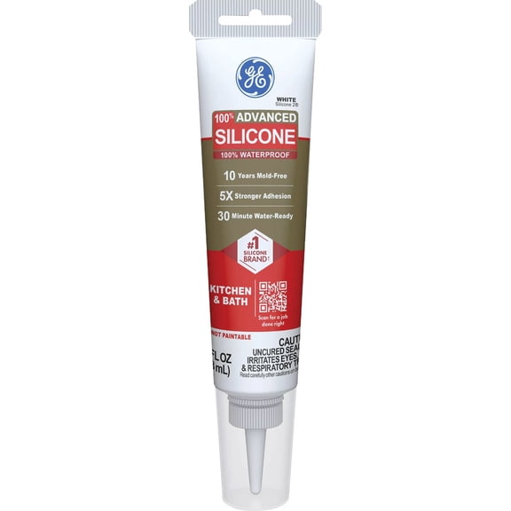 GE 2812566 Advanced Silicone 2 Kitchen & Bath Sealant, White, 2.8-oz. Squeeze Tube - Quantity 12