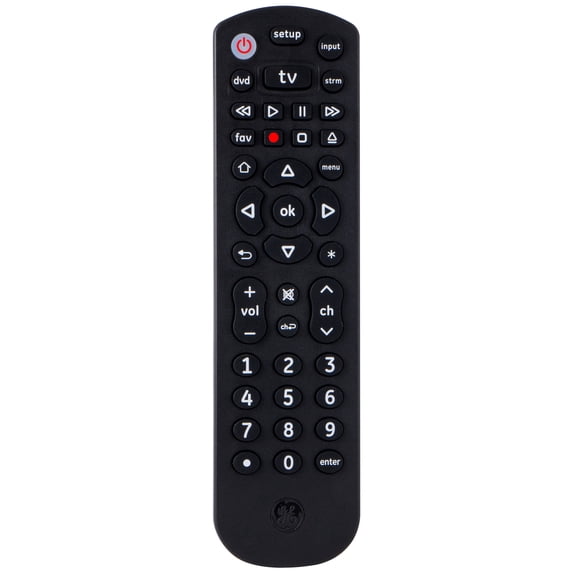 GE 3-Device Universal TV Remote Control in Black, 34927