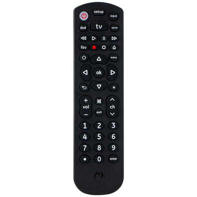 GE 3-Device Universal TV Remote Control in Black, 34927
