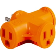 GE 3-Outlet Grounded “T” Tap Adapter, Orange – 50281