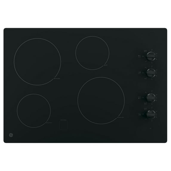 GE® 30" Built-in Knob Control, 4 Burner Element Radiant Electric Cooktop in Black, JP3030DWBB
