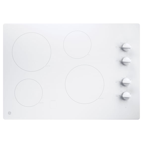 GE 30" Built-in Knob Control, 4 Burner Element Radiant Electric Cooktop in White, Model JP3030TWWW