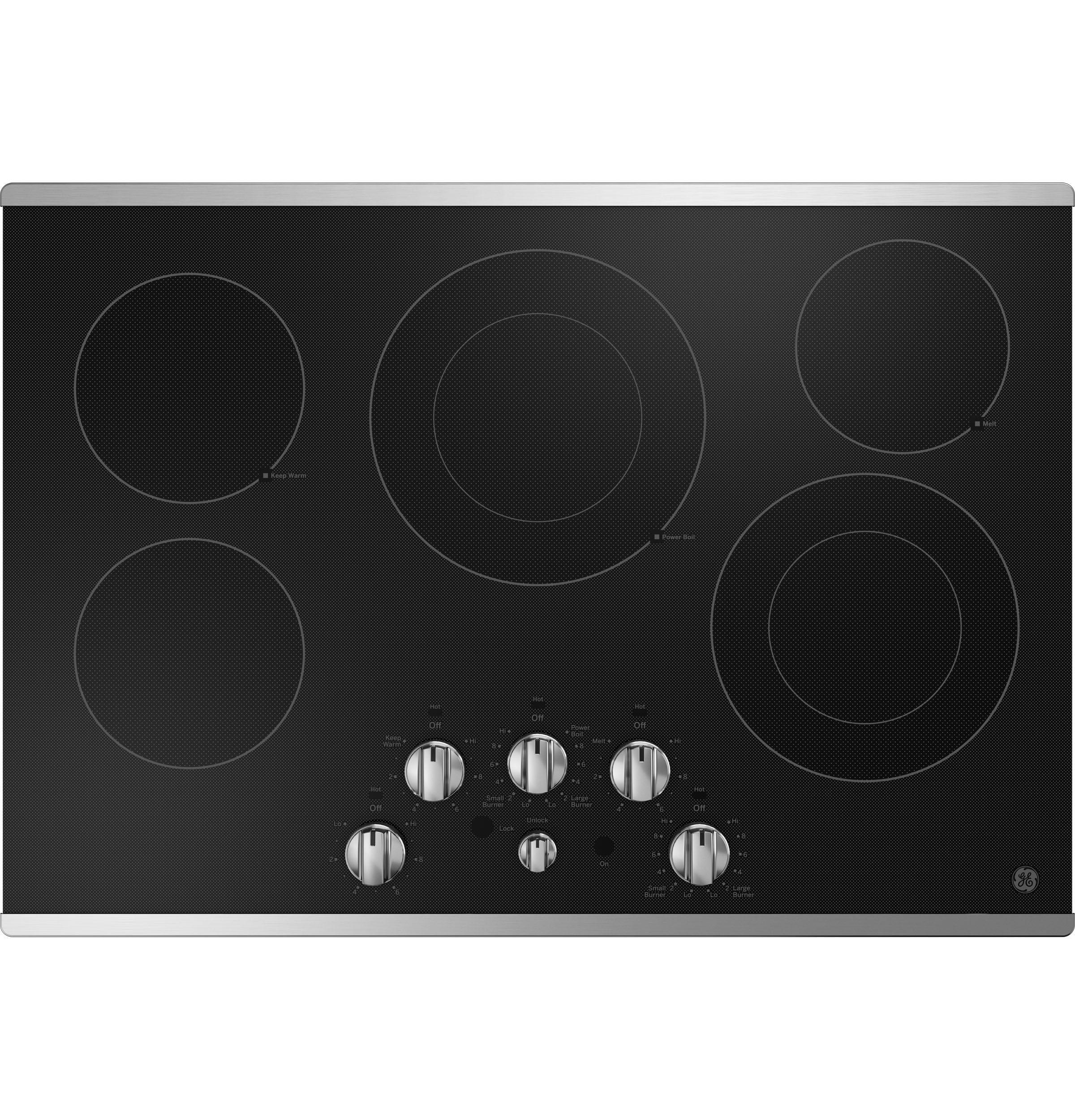 GE® 30" Built-in Knob Control Electric Cooktop, Model JEP5030STSS in Stainless Steel