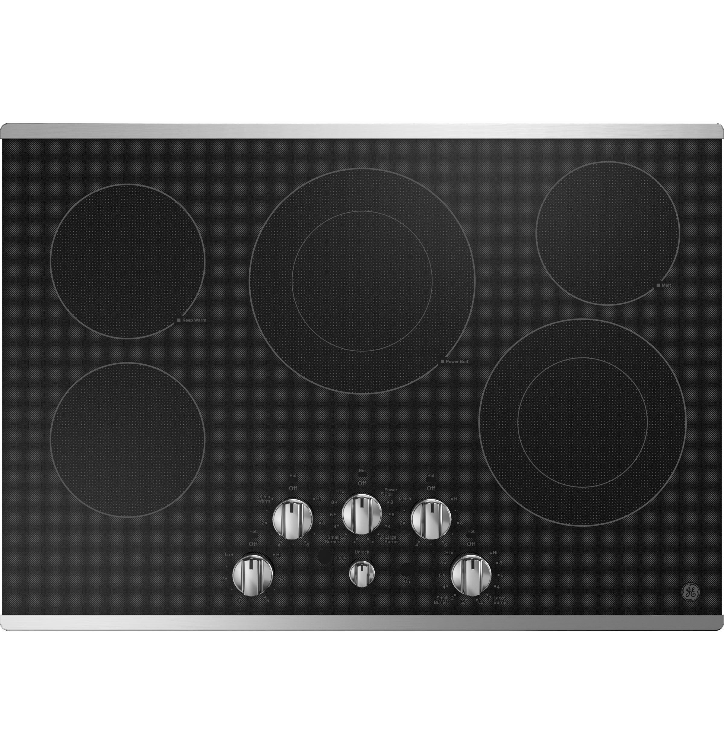 GE® 30" Builtin Knob Control Electric Cooktop, Model JEP5030STSS in