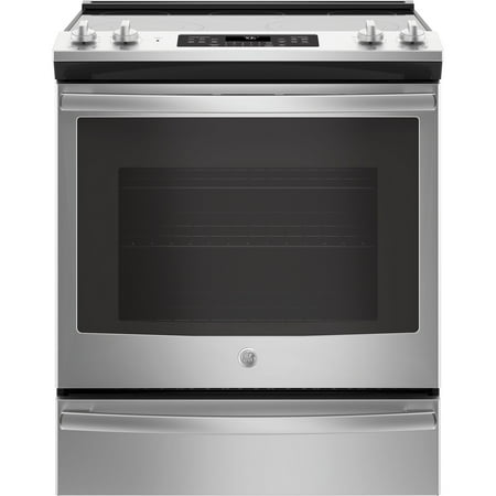 GE - 5.3 Cu. Ft. Slide-In Electric Convection Range - Stainless steel