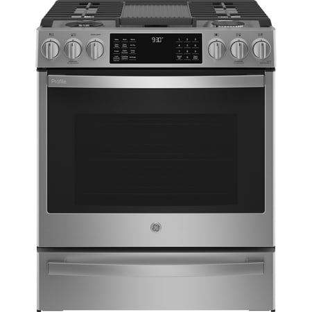 GE 30" Smart Slide-In Front-Control Gas Fingerprint Resistant Range