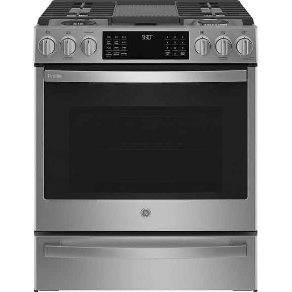 GE 30" Smart Slide-In Front-Control Gas Fingerprint Resistant Range