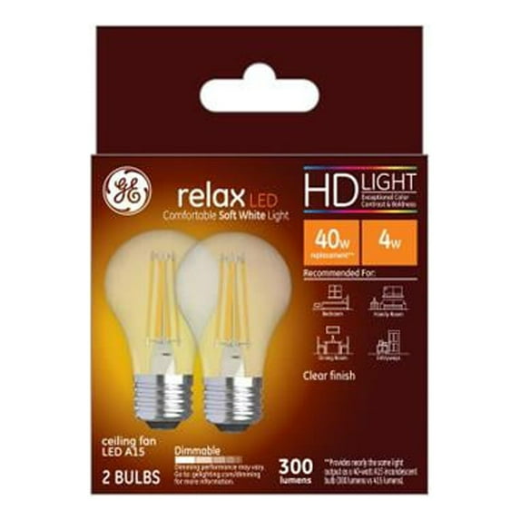 GE 31313 A15 Relax HD LED Light Bulb, 4 Watts