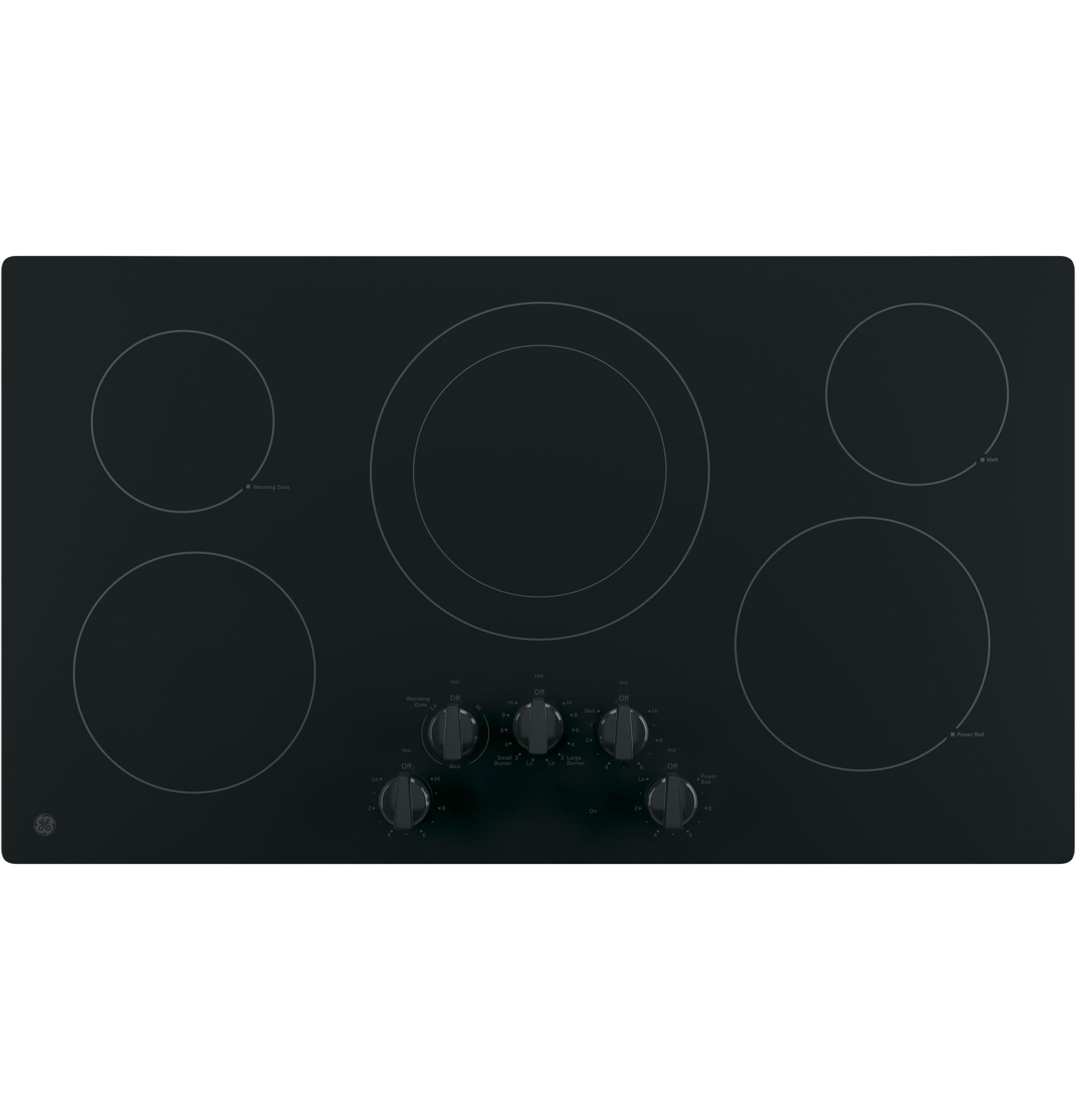 36" Black Ceramic Electric Cooktop with 5 Burners