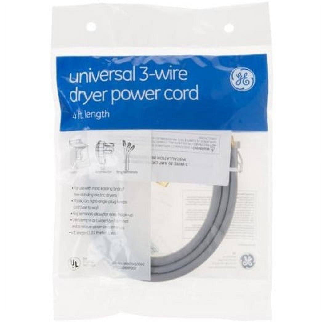 GE 4' 30amp 3 Wire Dryer Cord