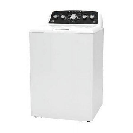 GE - 4.5 Cu. Ft. High-Efficiency Top Load Washer with Deep Fill and Cold Plus - White with Matte Black