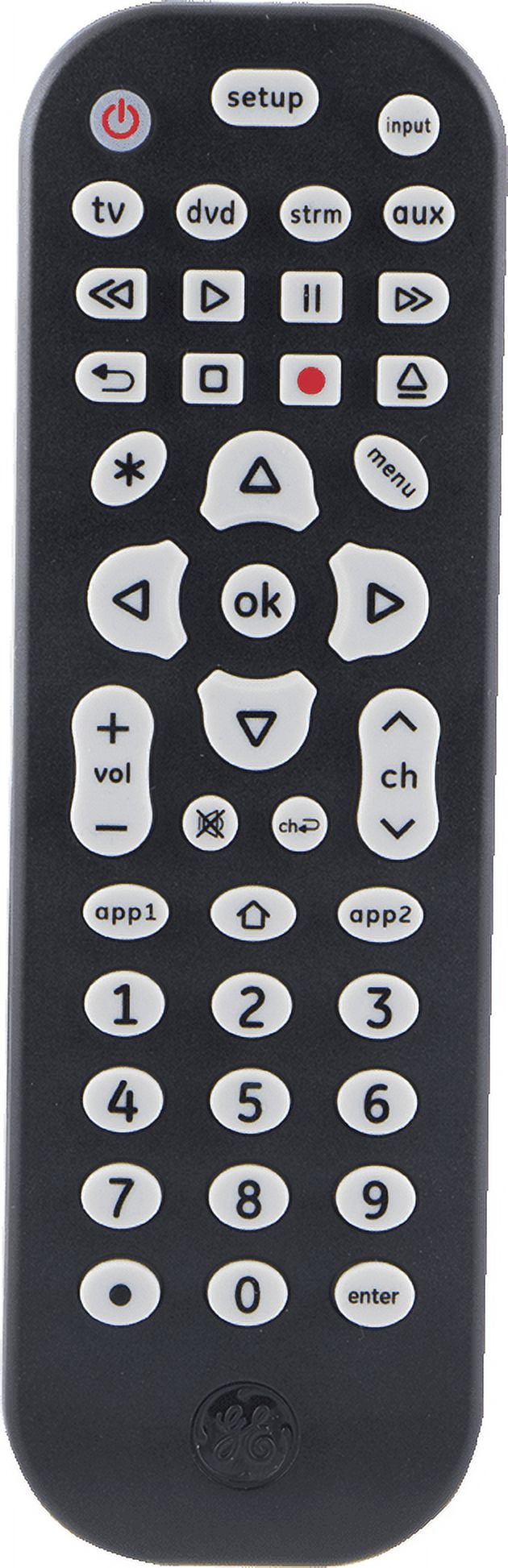 GE 4Device Universal Remote Control, Black, 39526
