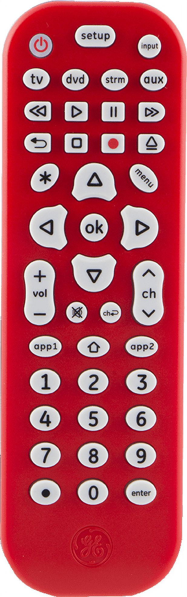 GE 4Device Universal Remote Control, Red, 39528