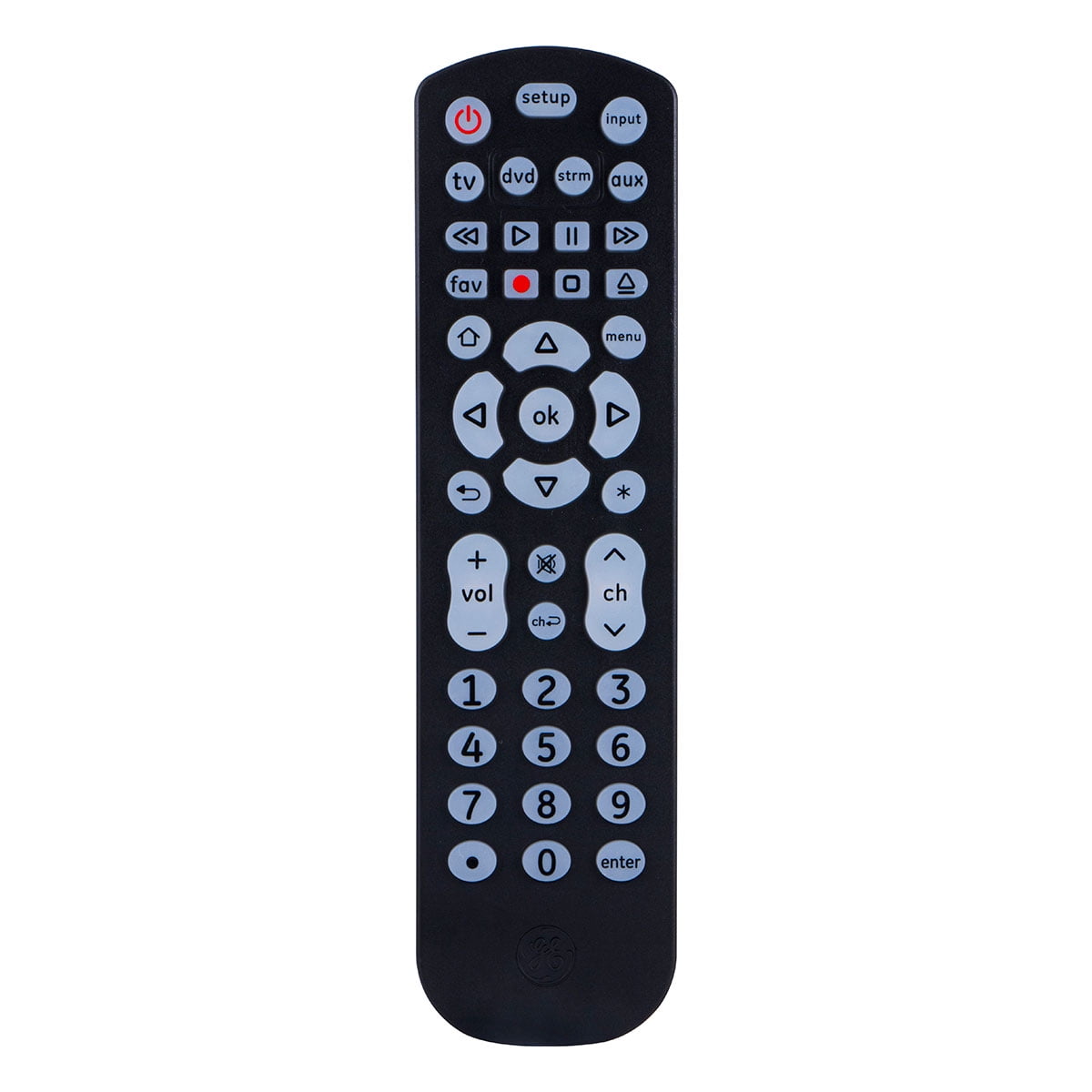 GE 4Device Universal Remote with Backlight, Black, 37607