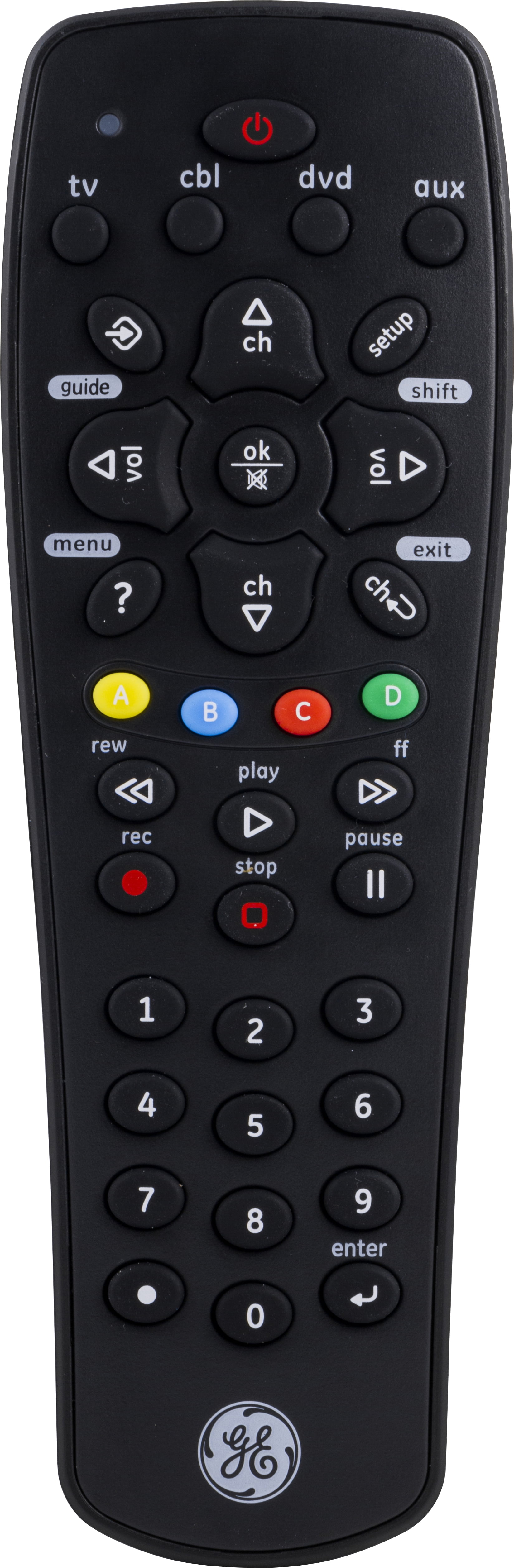 GE 4Device Universal TV Remote Control in Black, 34932