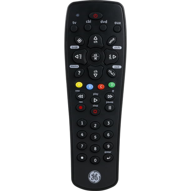 GE 4Device Universal TV Remote Control in Black, 34932