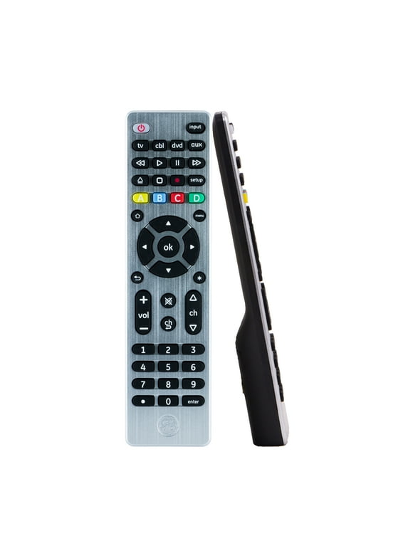 GE 4-Device Universal TV Remote Control in Brushed Silver, 33709