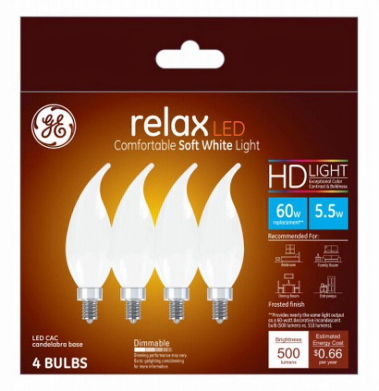 GE 4-Pack 40W Soft White Dimmable LED Candle Bulbs