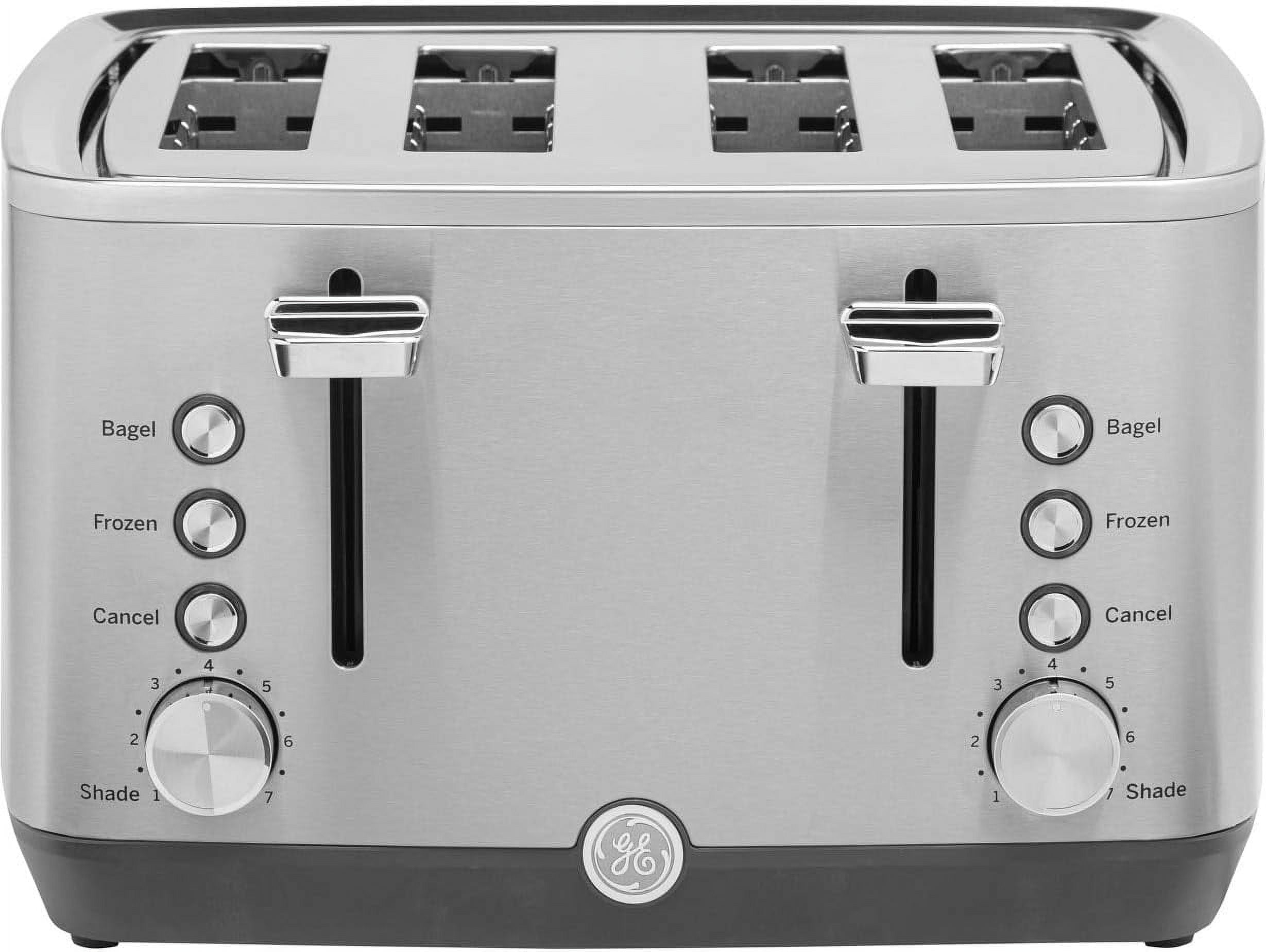 Stainless Steel 4-Slice Toaster with Wide Slots and Crumb Tray