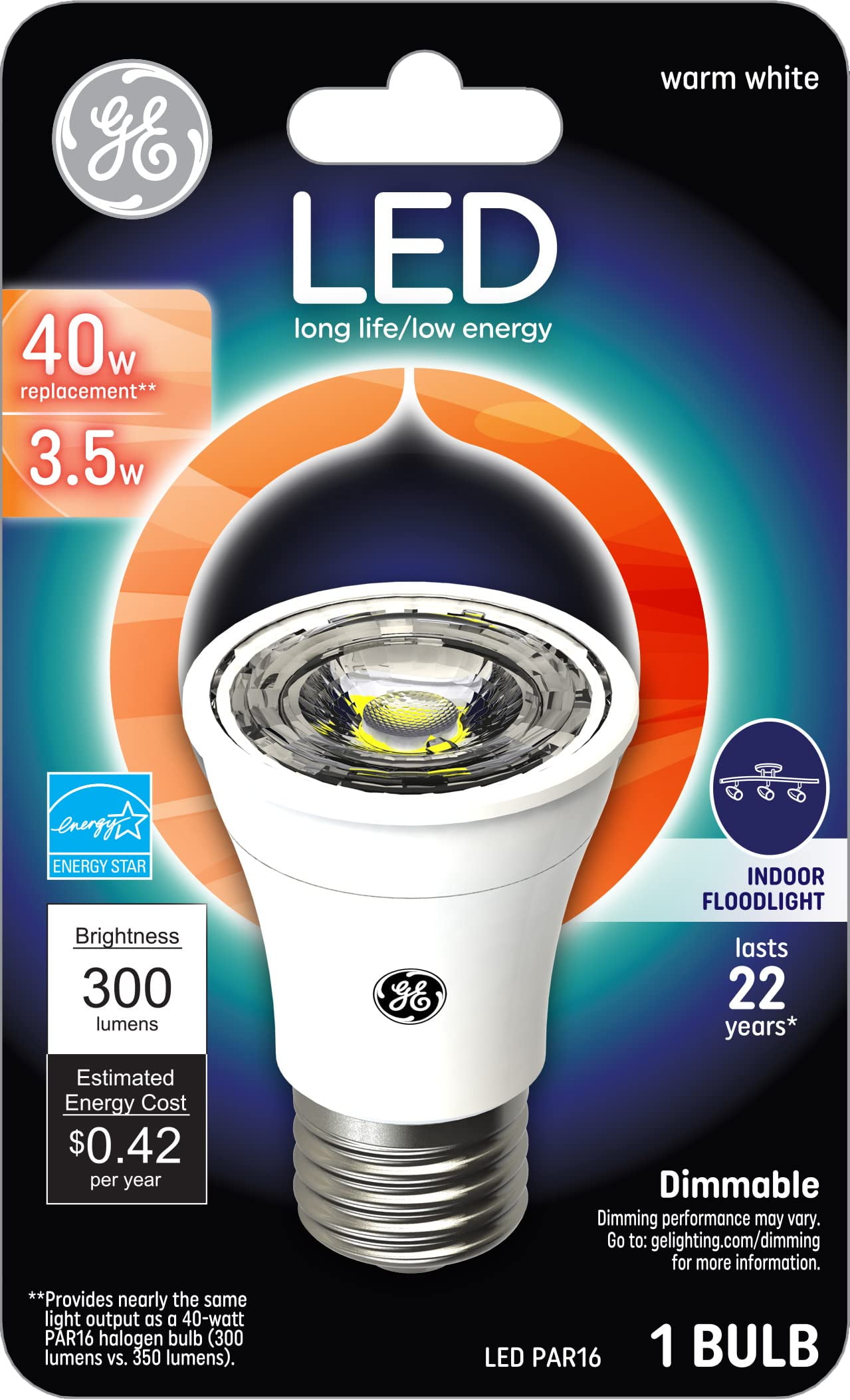 GE 40-Watt Equivalent PAR 16 LED Reflector, 1-Pack