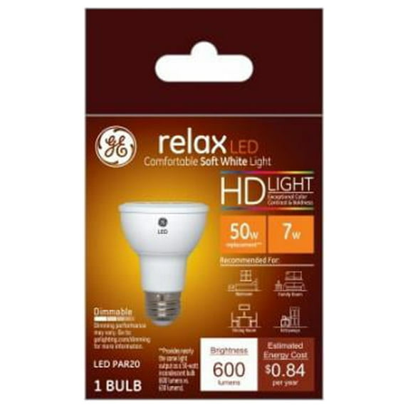 GE 45441 LED Light Bulb, Pr20, Diffused Soft White, 600 Lumens, 7 Watt - Quantity 1