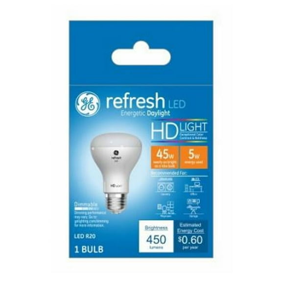 GE 45546 LED Refresh HD Bulb, R20, Daylight, 450 Lumens, 5 Watt - Quantity 1