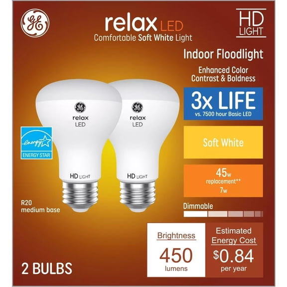 GE 45W Soft White 2pk