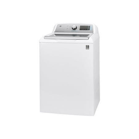 GE - 5 Cu. Ft. High-Efficiency Top Load Washer - White On White With Silver Backsplash