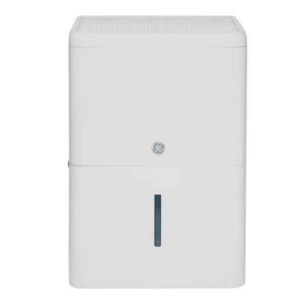 GE - 50-Pint Portable Dehumidifier with Built-In Wi-Fi and Smart Dry for Wet Spaces - White