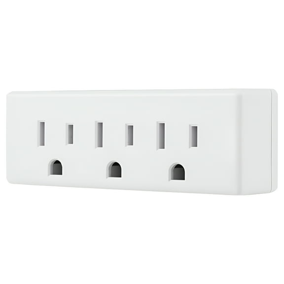 GE 52203 Plug Adapter,3 Outlets,White,125VAC