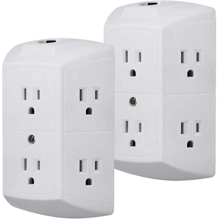 GE Switch & Outlet 5 Pack Light Switch Outlet, Two-in-One Receptacle, 1  on/off Toggle Power, 1 Grounded AC Wall Plug, White, 44038