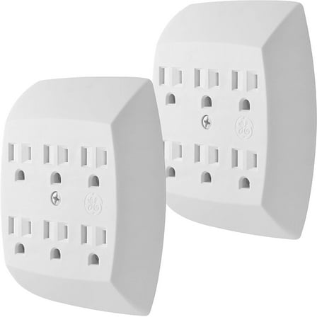 GE 6 Ac Grounded Tap Outlet, White, 2 Pack, 46852