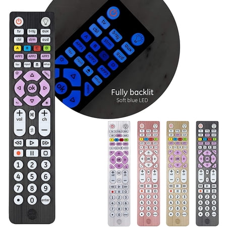 GE 6-Device Backlit Universal TV Remote Control in Brushed Black, 47504