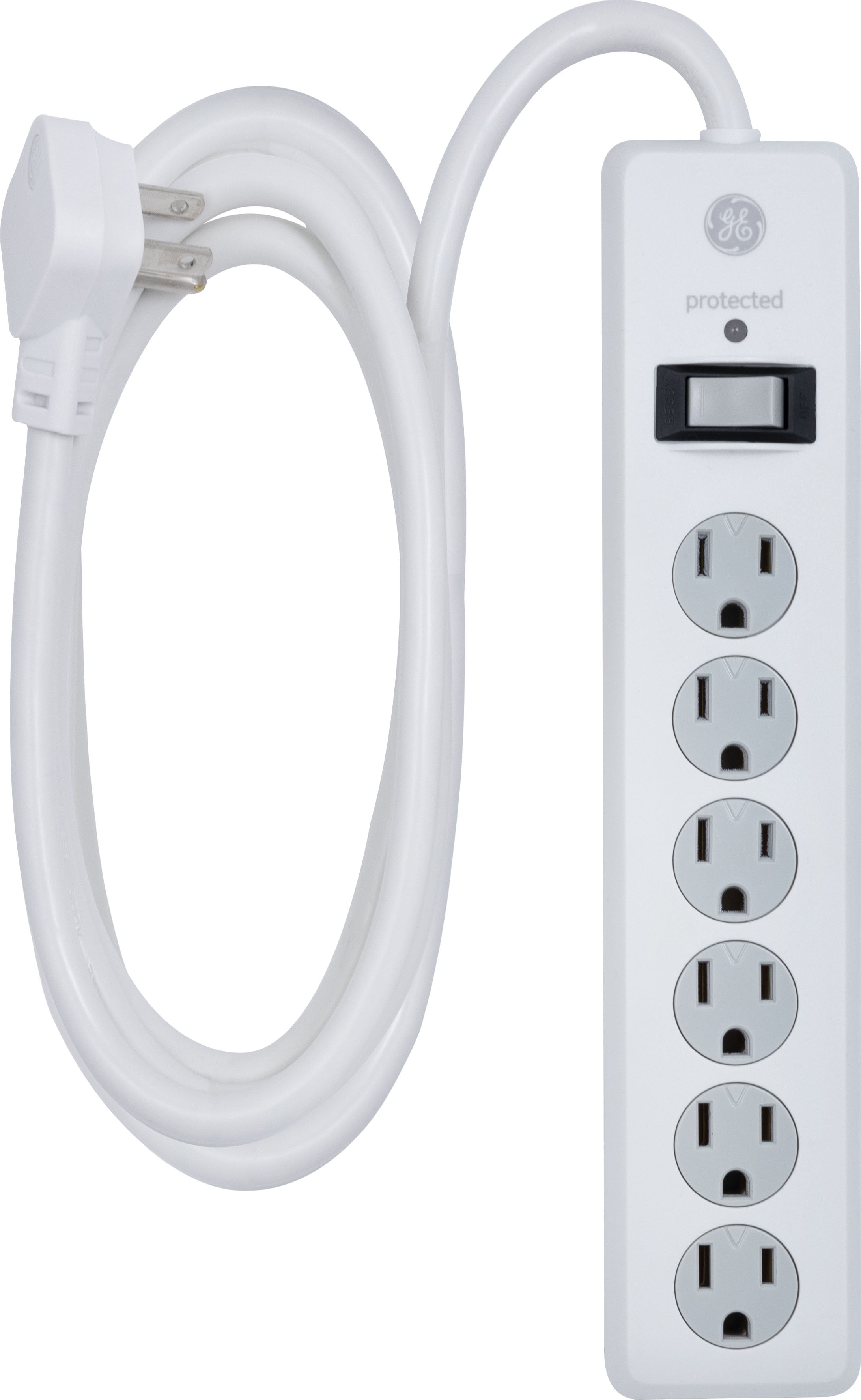 GE White 6-Outlet Surge Protector with 10 ft Cord
