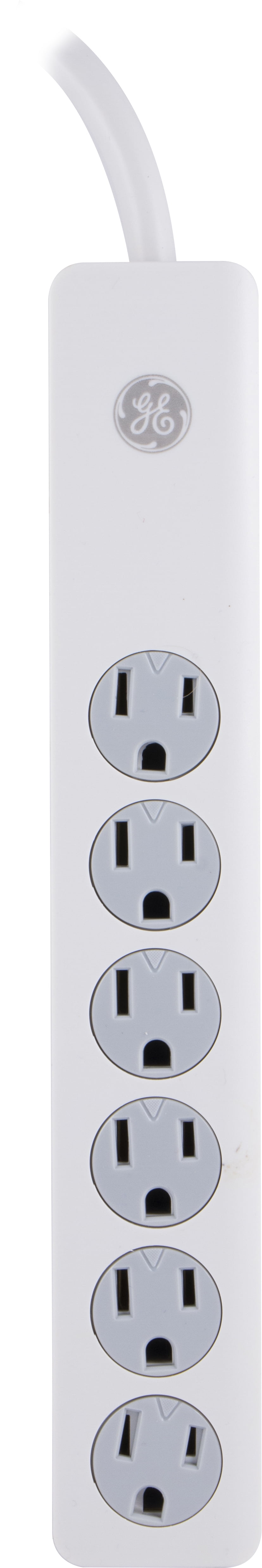 GE 6Grounded Outlet Surge Protector, 3ft., White 14089
