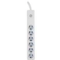 6 Outlet Surge Protector - 400J, 1.5ft Cord - White