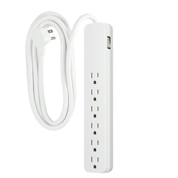 GE 6-Grounded Outlet Surge Protector, 840J, 10ft., White – 62932