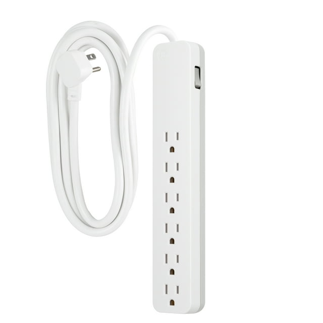 GE 6Grounded Outlet Surge Protector, 840J, 10ft., White 62932