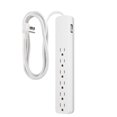 thumbnail image 1 of GE 6-Grounded Outlet Surge Protector, 840J, 8ft. Braided Cord, White – 62703, 1 of 8
