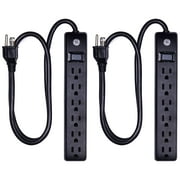 GE 6 Outlet Surge Protector 3ft. 450J Black 2 Pack   83969
