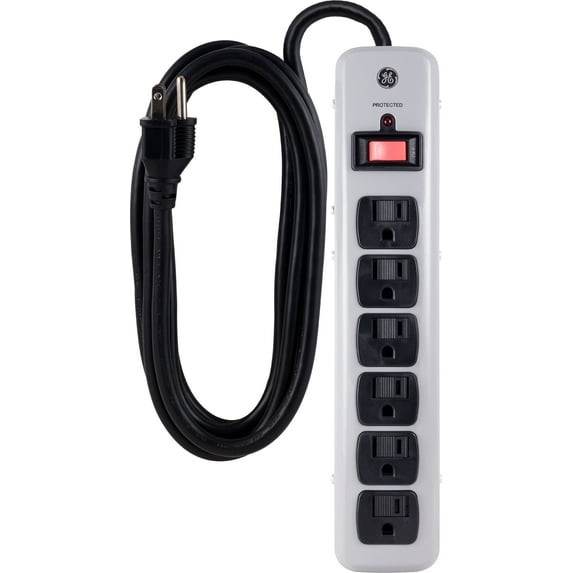 GE 6-Outlet Surge Protector, 450J, White, 2ft. – 14021