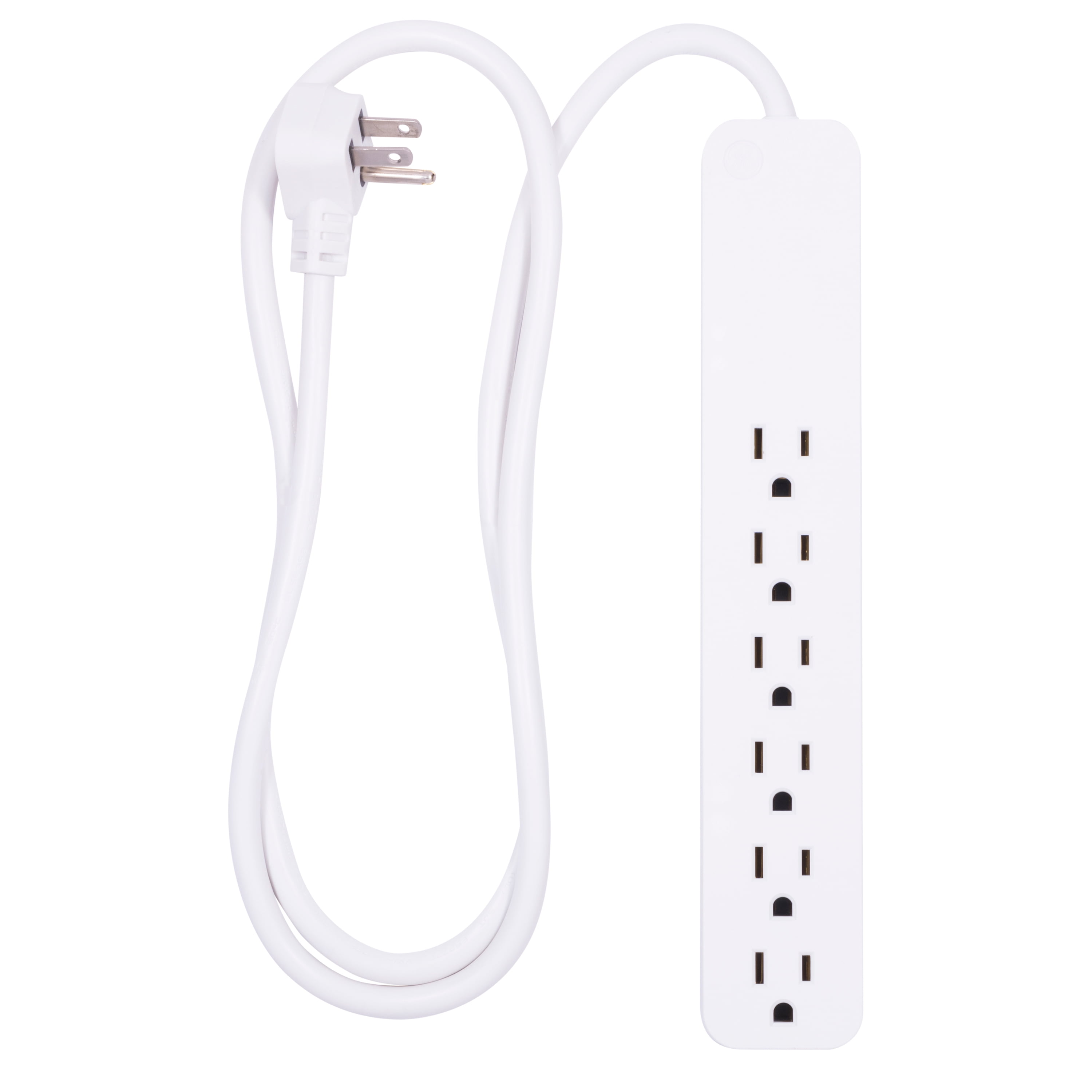 GE 6-Outlet Surge Protector, 840J, 4ft. White – 37210