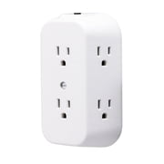 GE 6-Outlet Wall Adapter, Reset Button, Wide Spaced Outlets, 56575