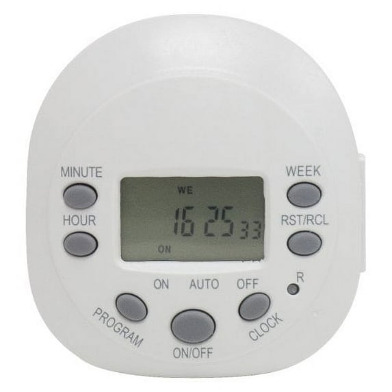 GE 7-Day Programmable Digital Timer, 1 Outlet Grounded, Plug-In Indoor - 15150