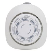 GE 7-Day Vacation Indoor Plug-In Mechanical Timer, 1 Polarized Outlet, Pre-Programmed On/Off Times for Home Security, Small Appliances, 15151,Vacation 1-Outlet | Gray/White
