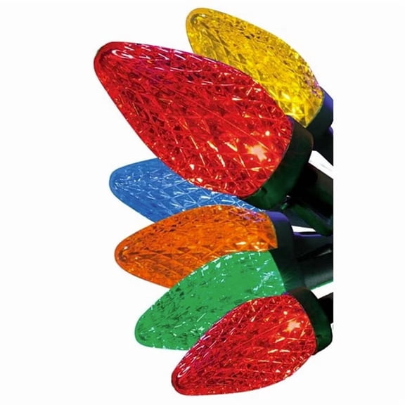 GE 75 Count LED C9 C-9 Multicolor Faceted String Lights on Reel
