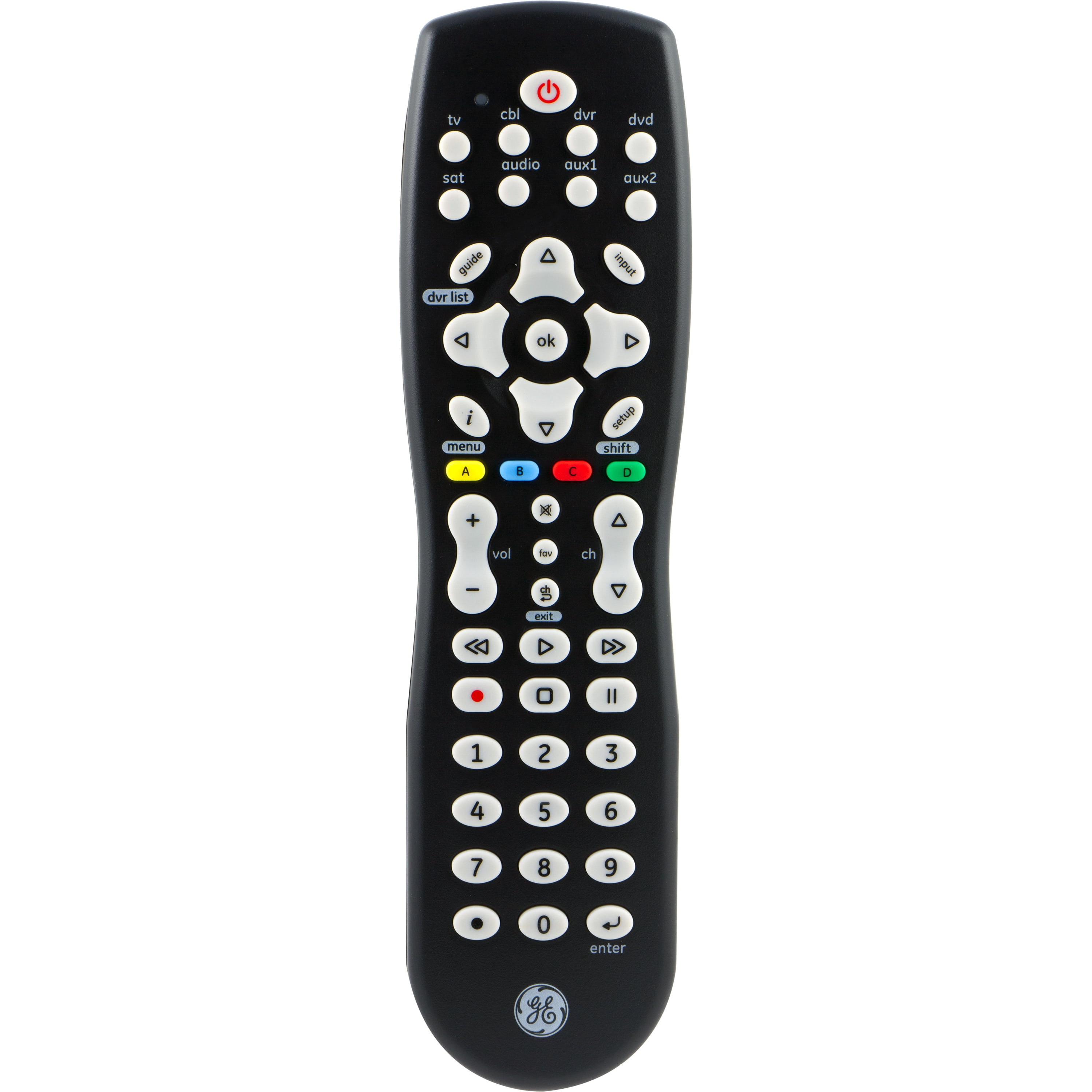 GE 8-Device Universal TV Remote Control in Black, 33715