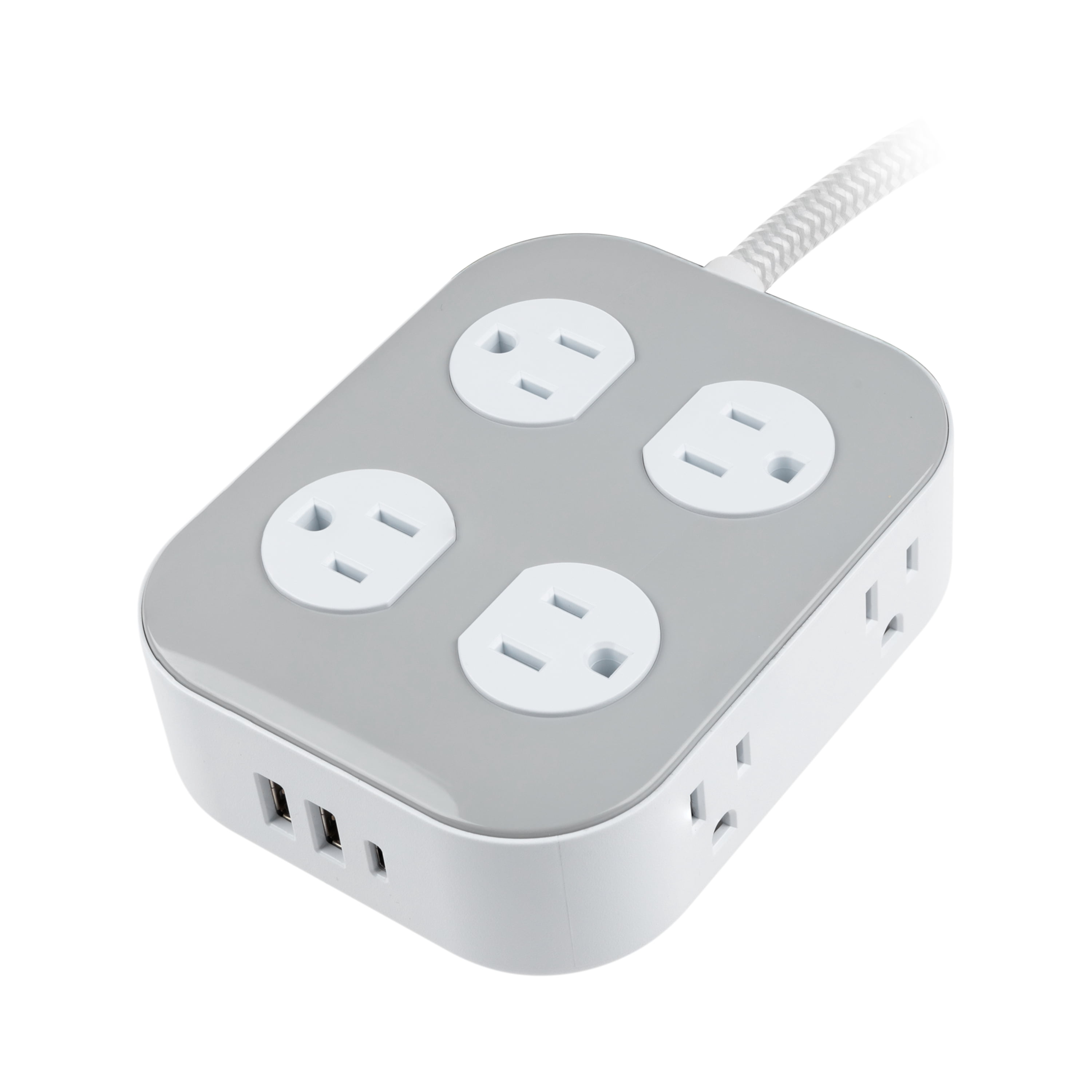 GE 8 Outlet Surge Protector Power Strip with USB‑A and USB‑C, 1500 Joules, 6ft Braided Cord