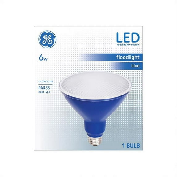 GE 93100882 LED Blue Floodlight, Medium Base, PAR38M, 6 Watt - Quantity 1
