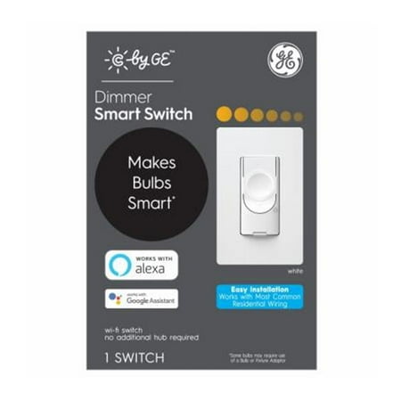 GE - CYNC Dimmer Smart Switch, No Neutral Wire Required, Bluetooth and 2.4GHz Wifi (Packing May Vary) - White